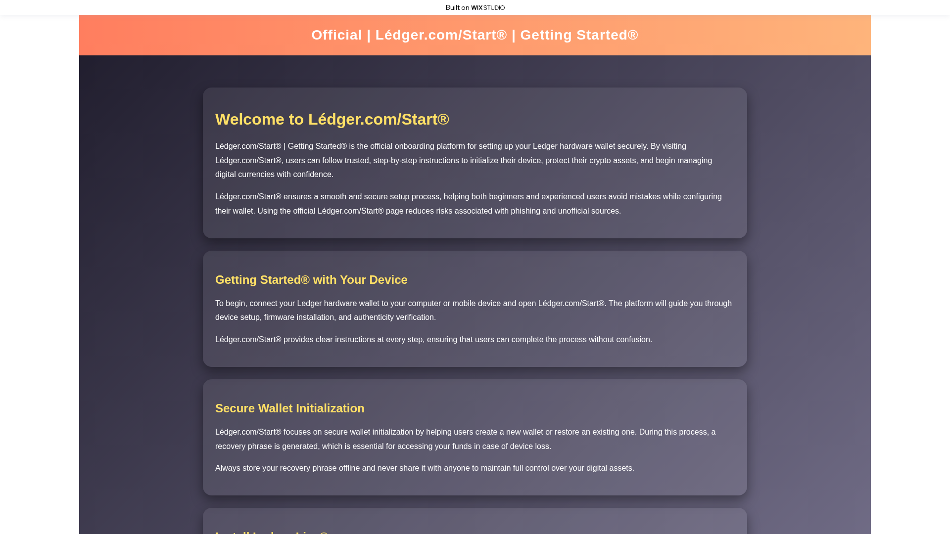 Screenshot of ledgstart-eng.wixstudio.com