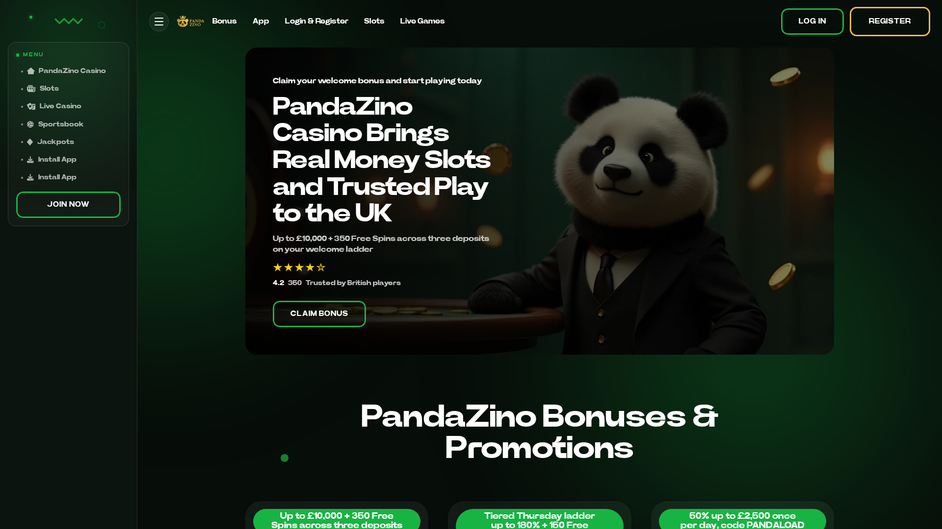 Screenshot of pandazino-casino.com