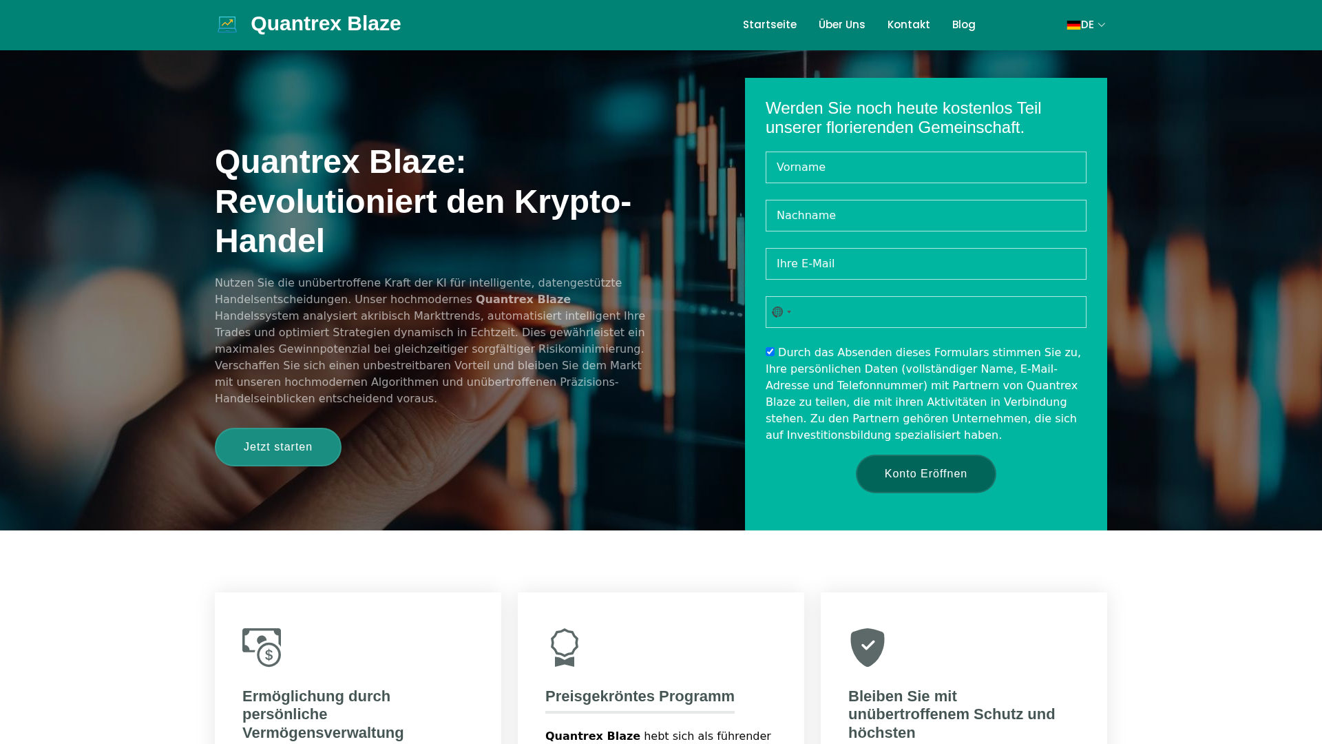 Screenshot of quantrexblaze-ai.org