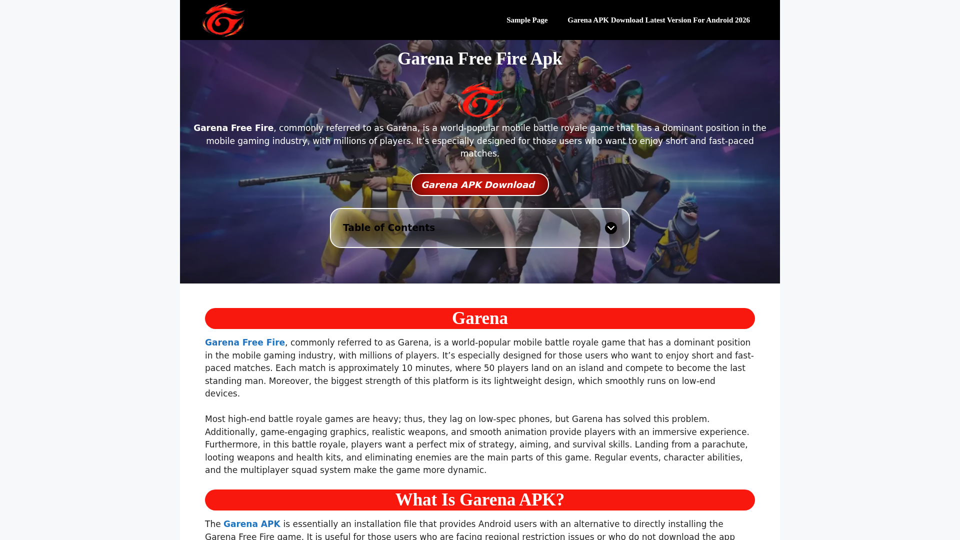 Screenshot of garenaapk.com