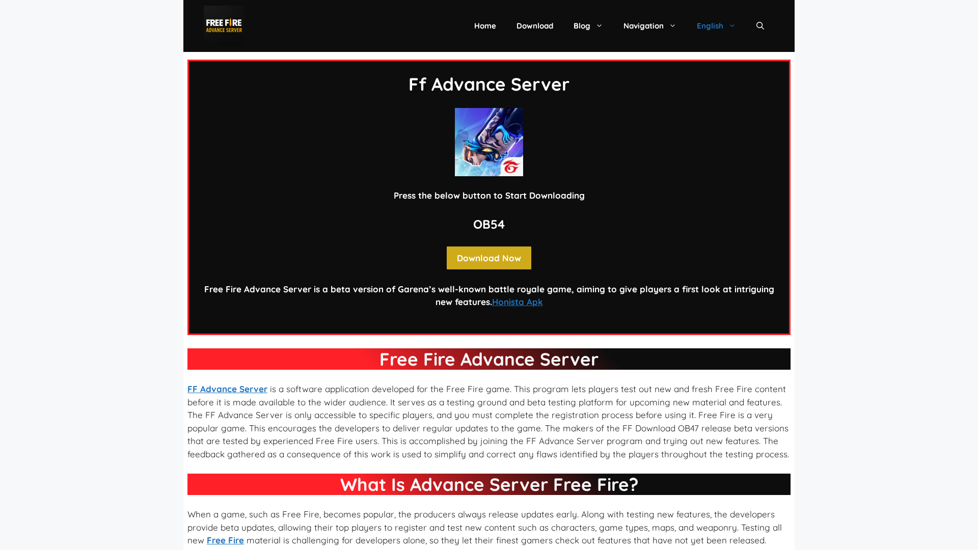 Screenshot of freefireadvanceserver.in