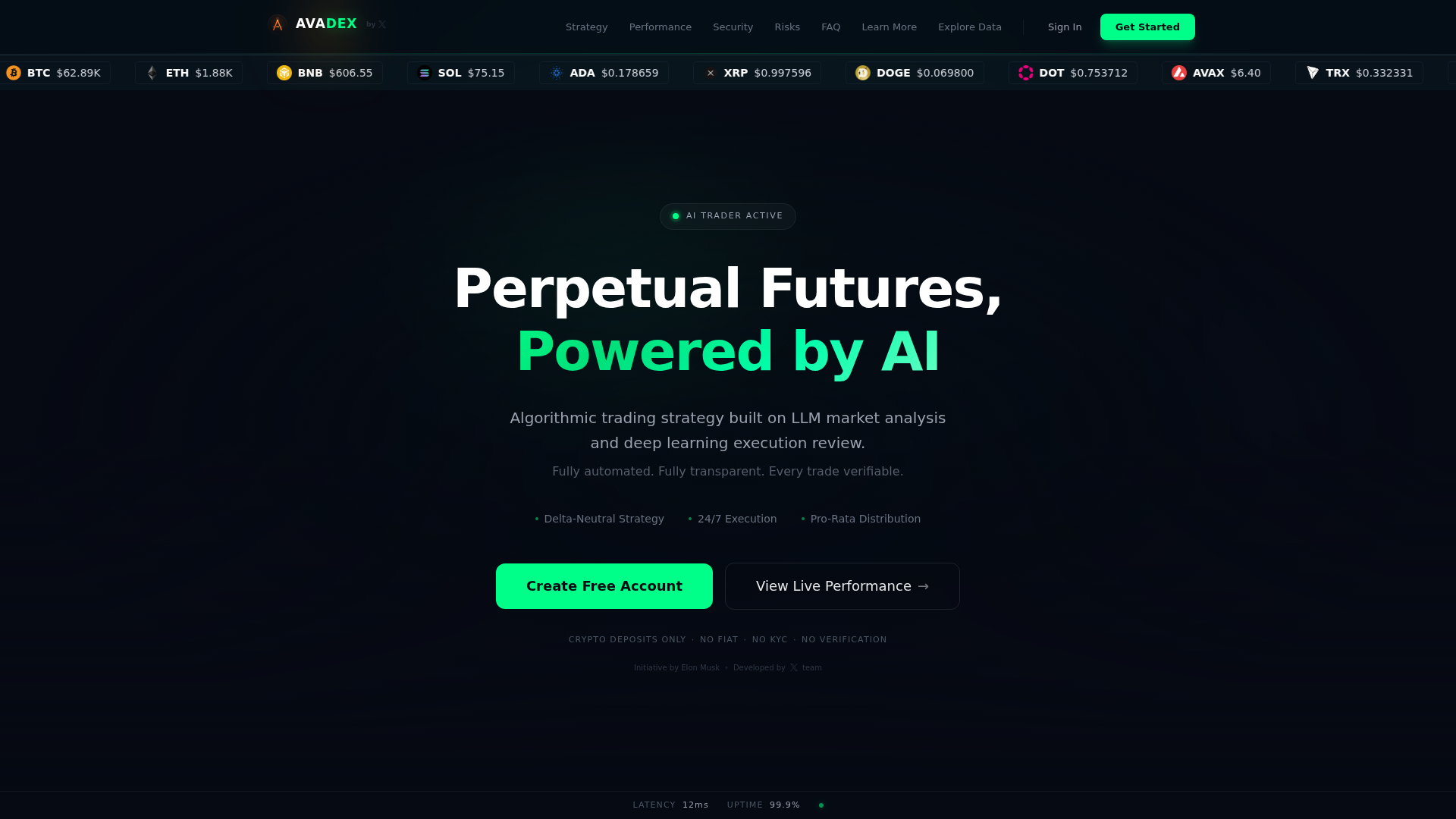 Screenshot of avadex.io