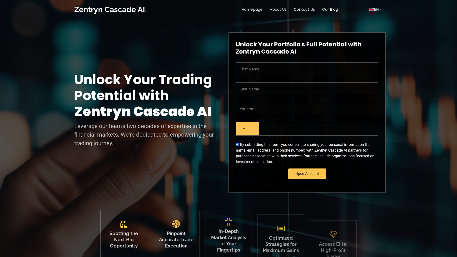 Screenshot of thezentryncascadeai.com