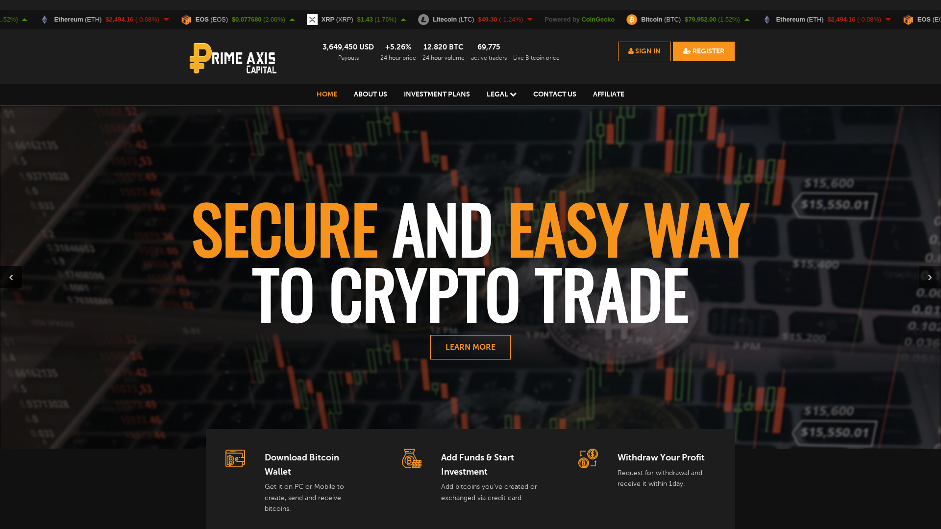 Screenshot of primeaxiscapital.cyou