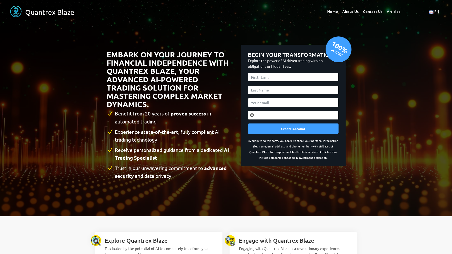 Screenshot of quantrex-blaze.net