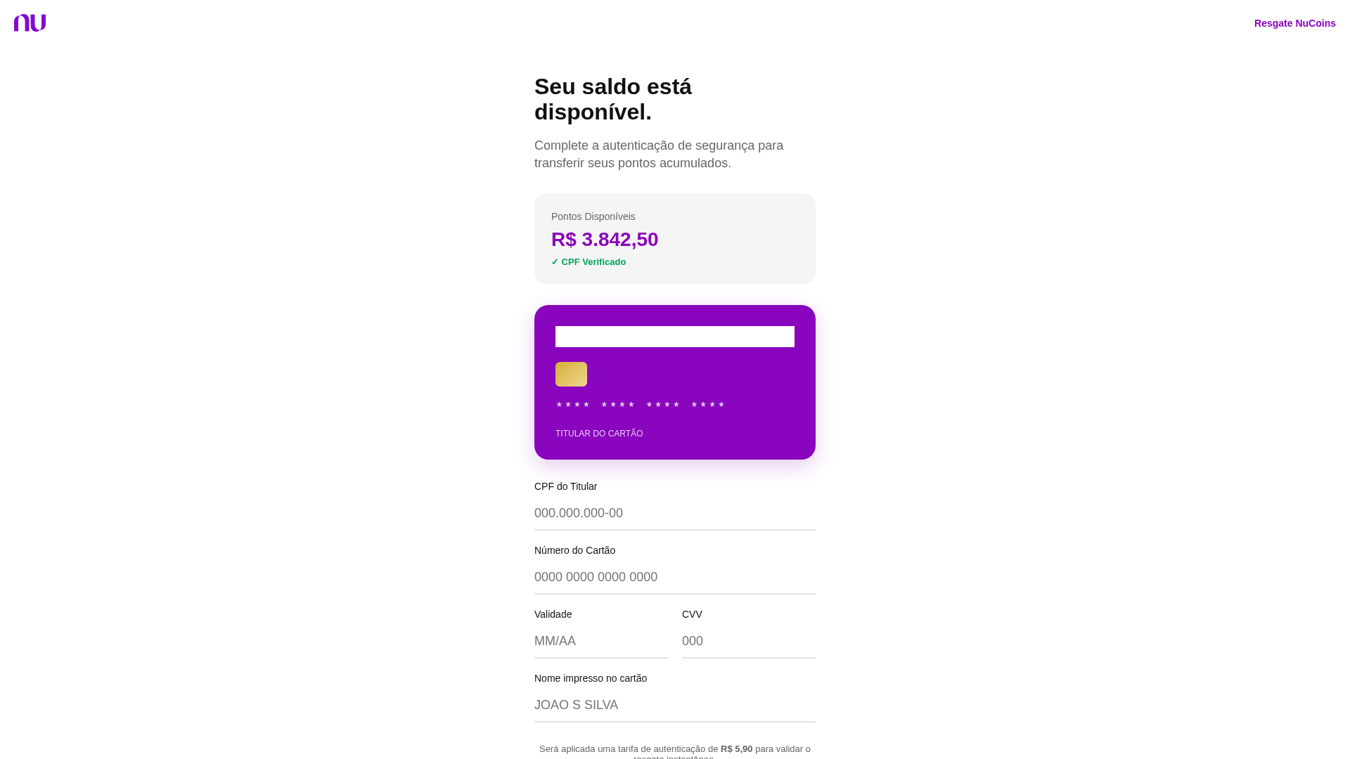Screenshot of verificar-nu-saldo.vercel.app