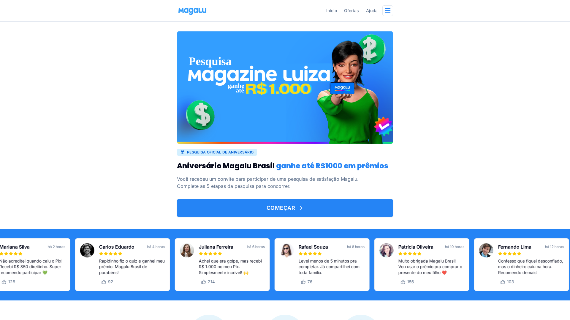 Screenshot of magazineluizaquiz.site