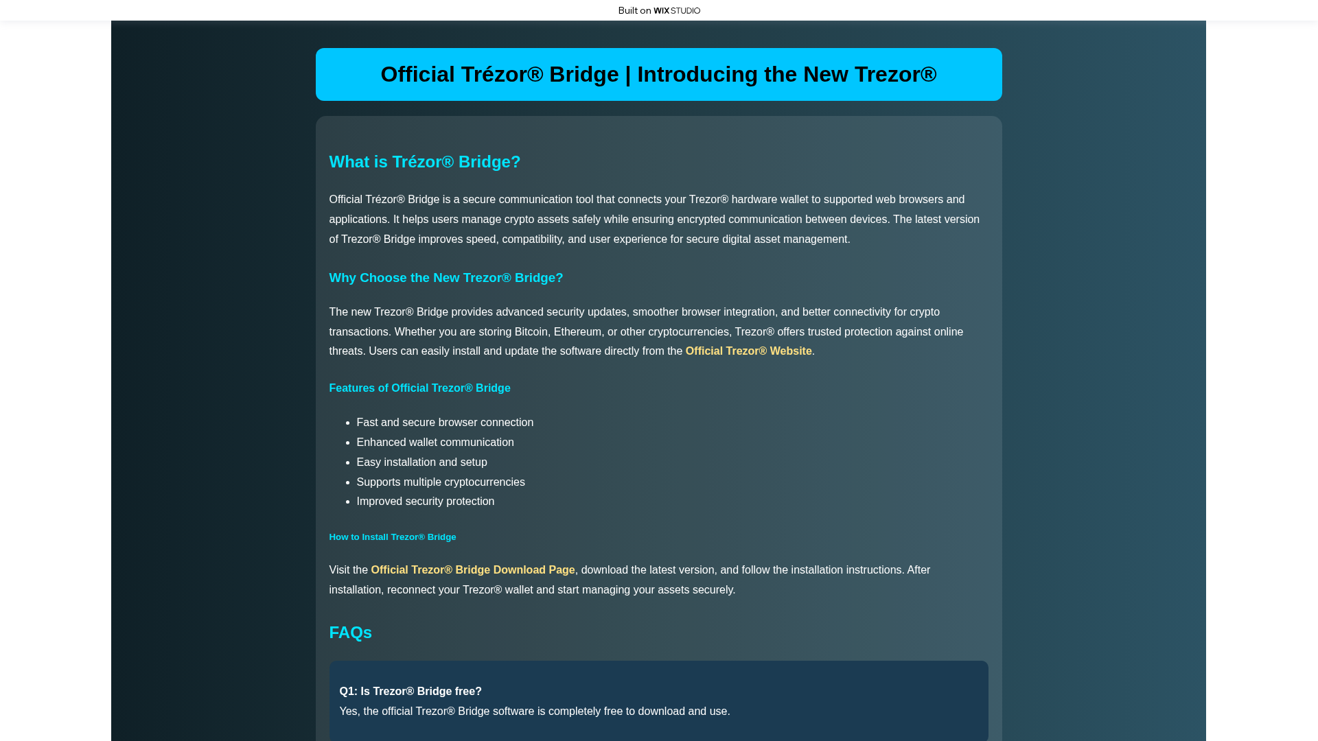 Screenshot of startbridges.wixstudio.com