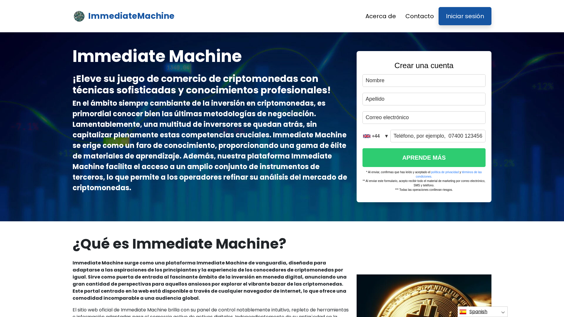 Screenshot of immediatemachine.com