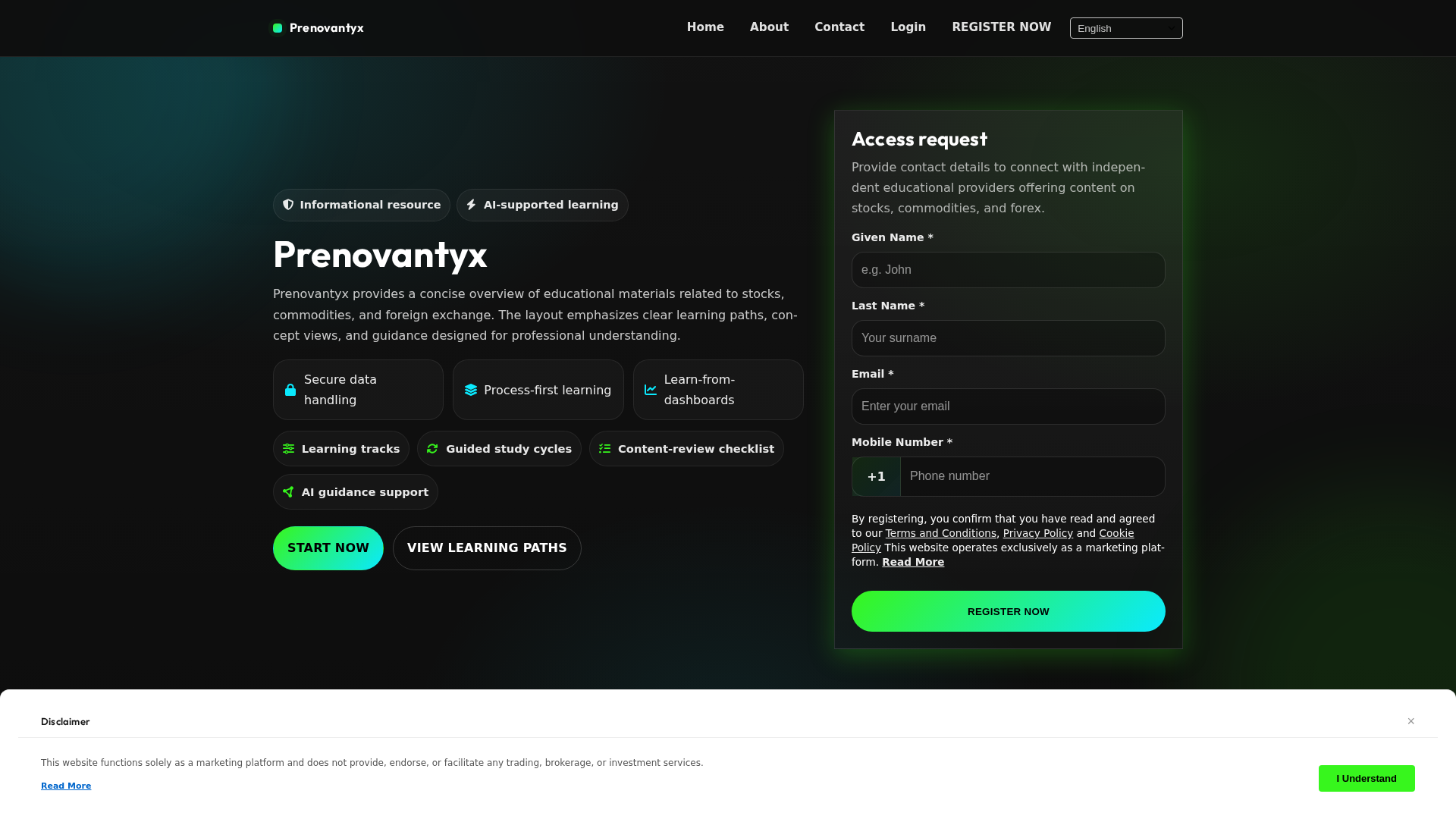 Screenshot of prenovantyx-platform.com