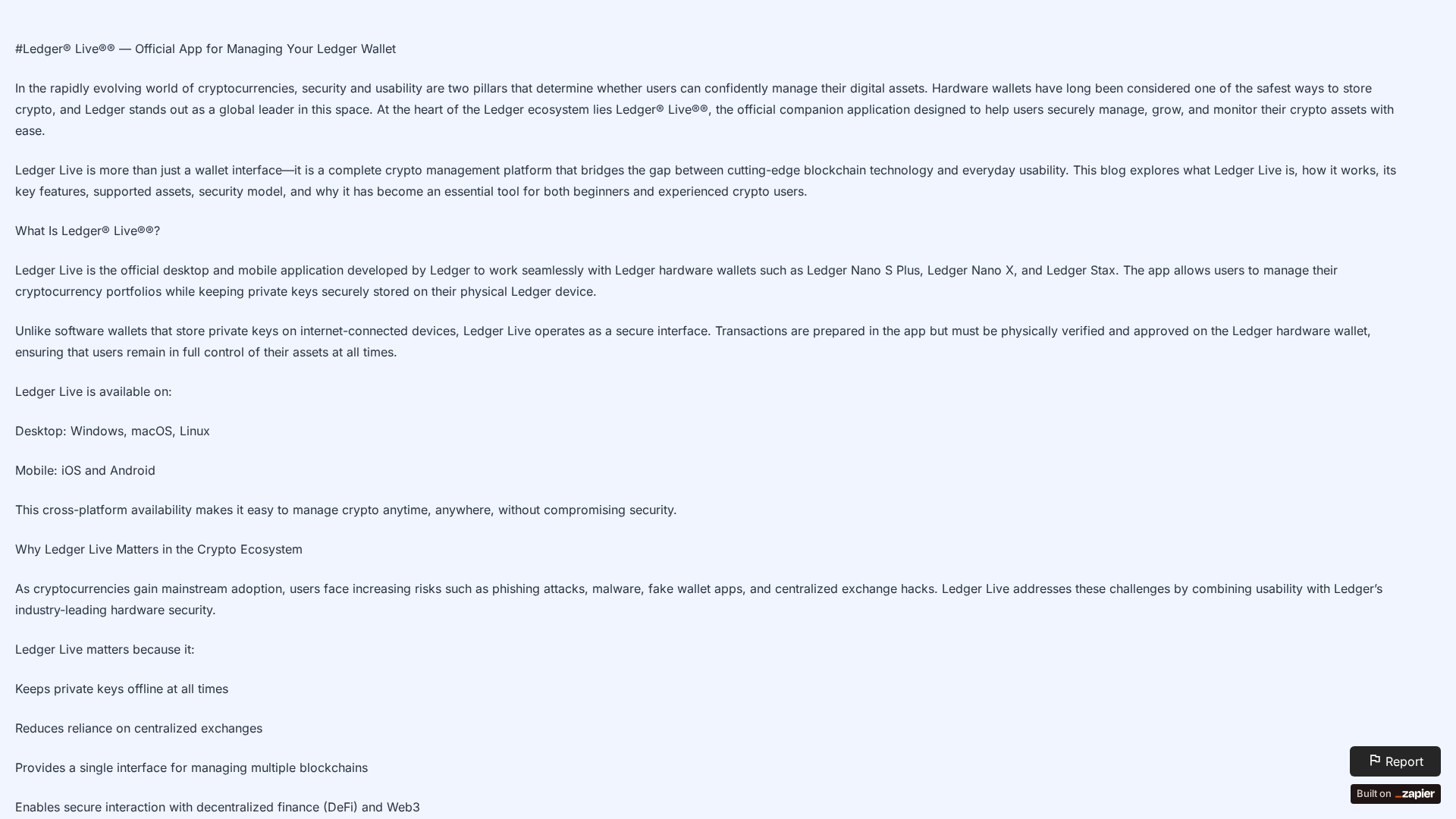 Screenshot of legder-wallte.zapier.app