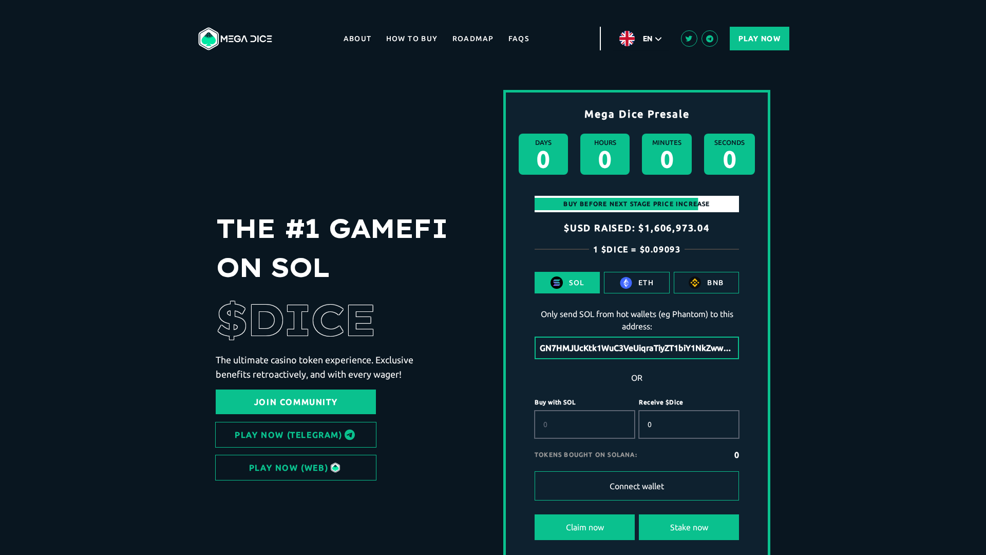 Screenshot of megadicetoken-5gy.pages.dev
