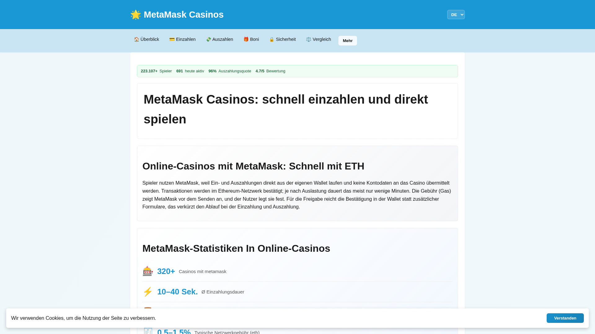 Screenshot of metamaskcasinos.org