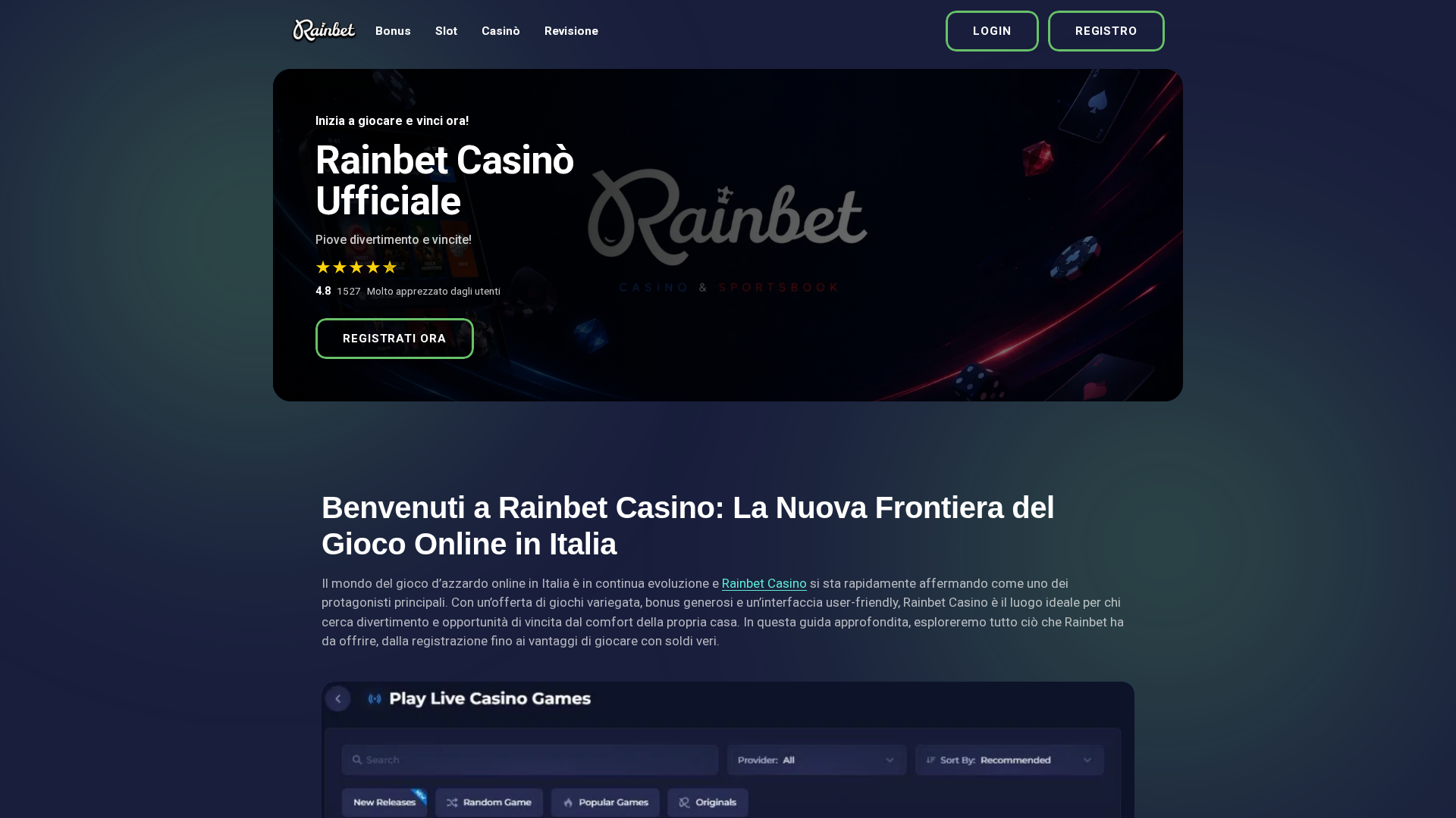 Screenshot of rainbet-itcasino.com