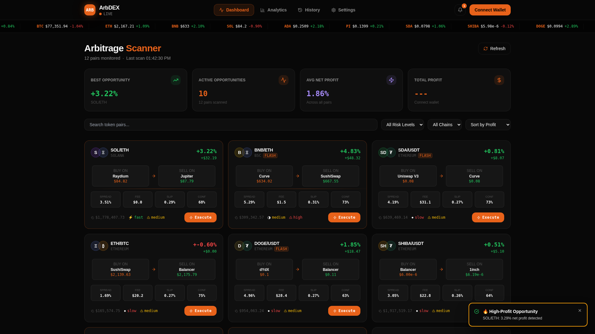 Screenshot of arbdex.io