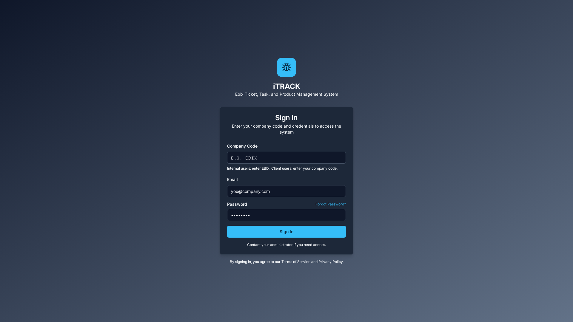 Screenshot of ebix-itrack.com