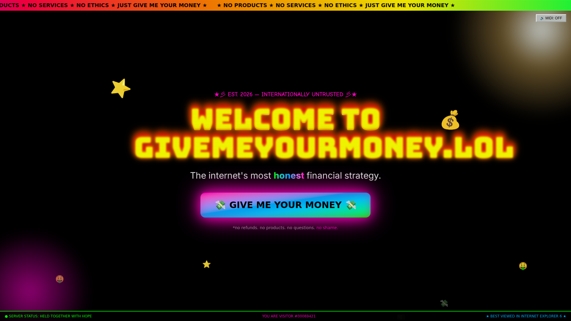 Screenshot of givemeyourmoney.lol