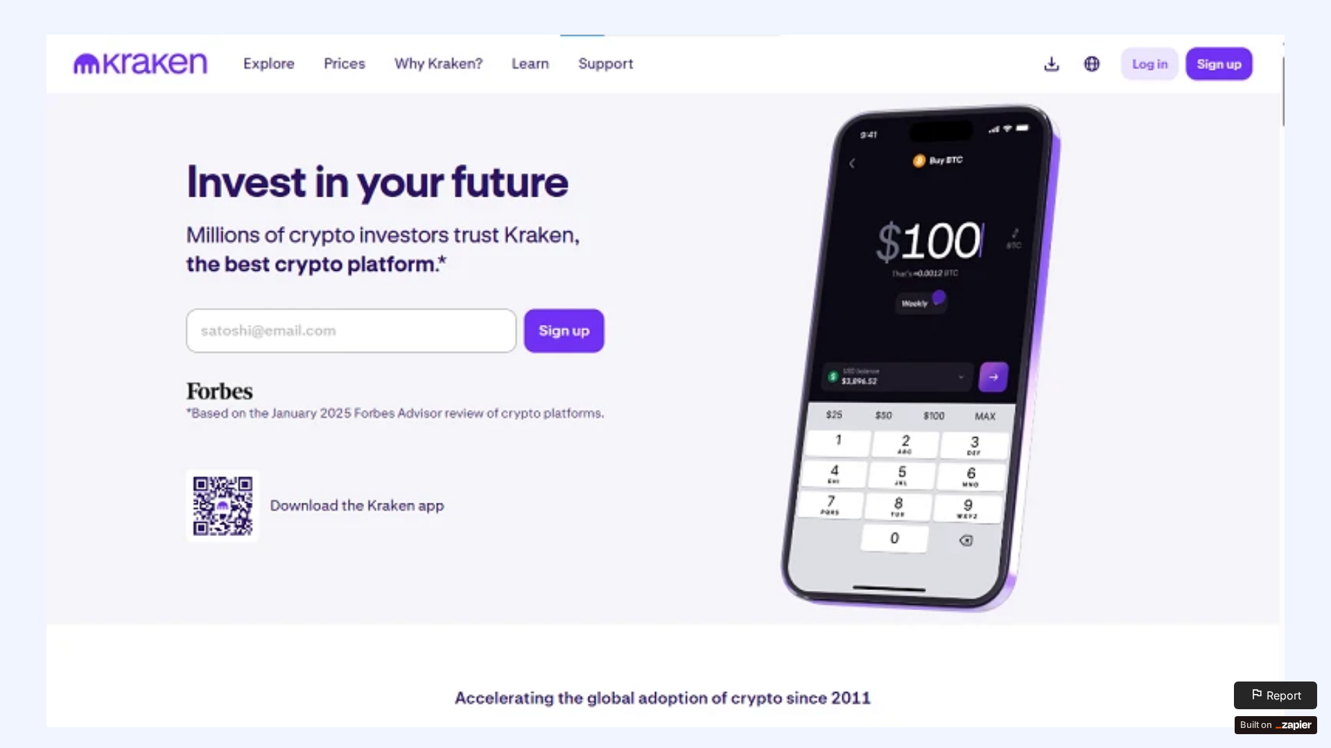 Screenshot of app-start-kraken.zapier.app