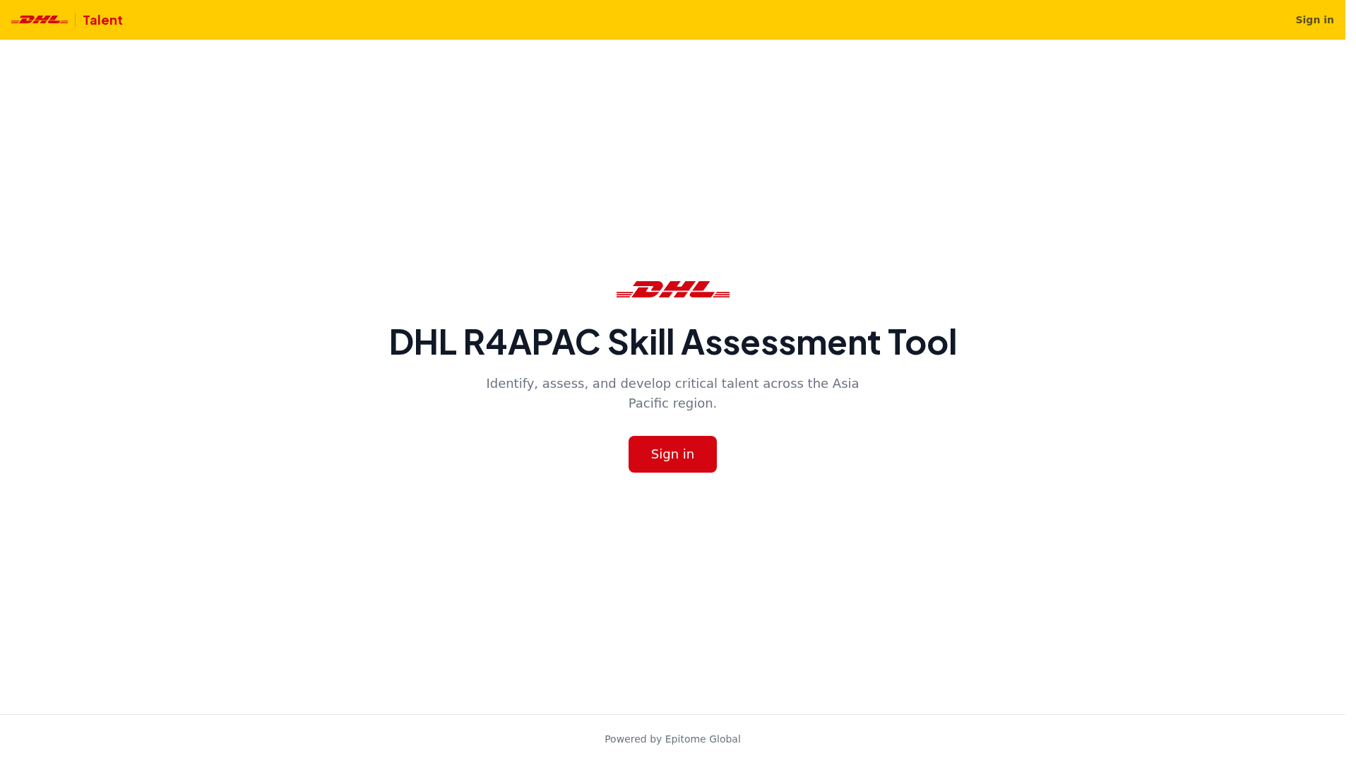 Screenshot of catalyst-app-dhl.epitome.global