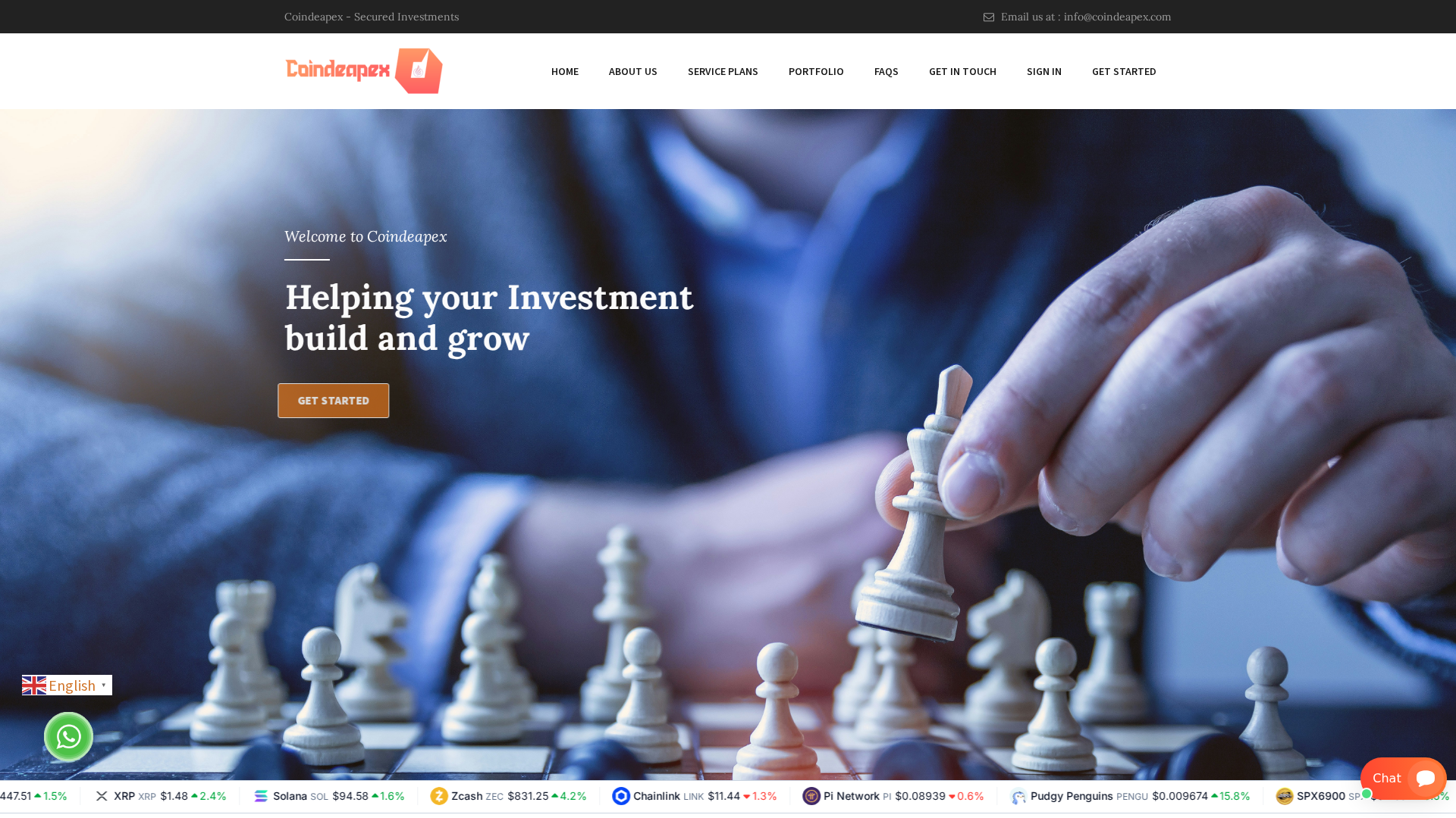 Screenshot of coindeapex.com