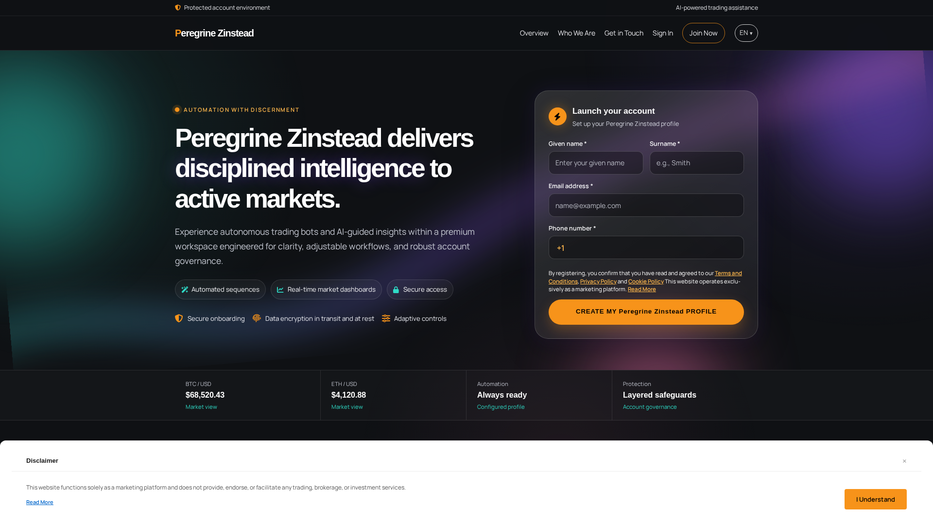 Screenshot of peregrinezinstead.digital