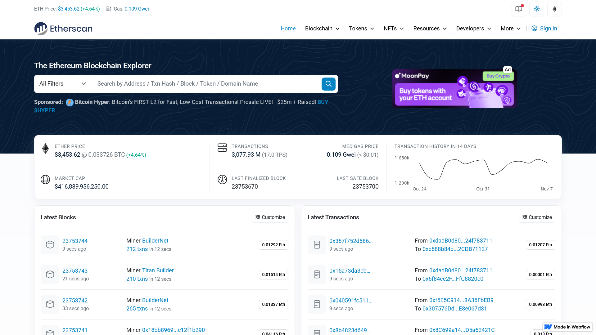 Screenshot of etherscan-us.webflow.io
