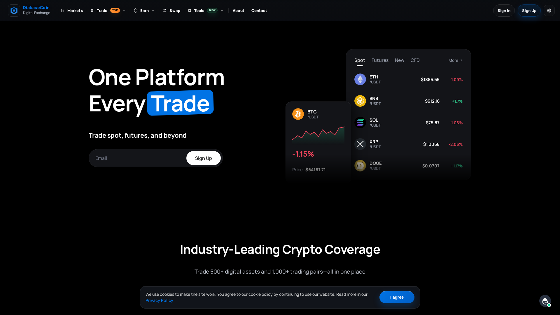 Screenshot of diabasecoin.com