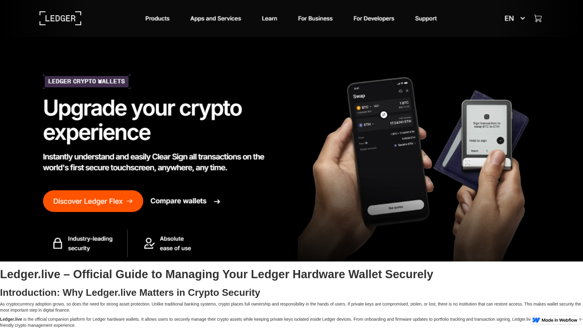 Screenshot of usa-ledggerlive-acbacb.webflow.io