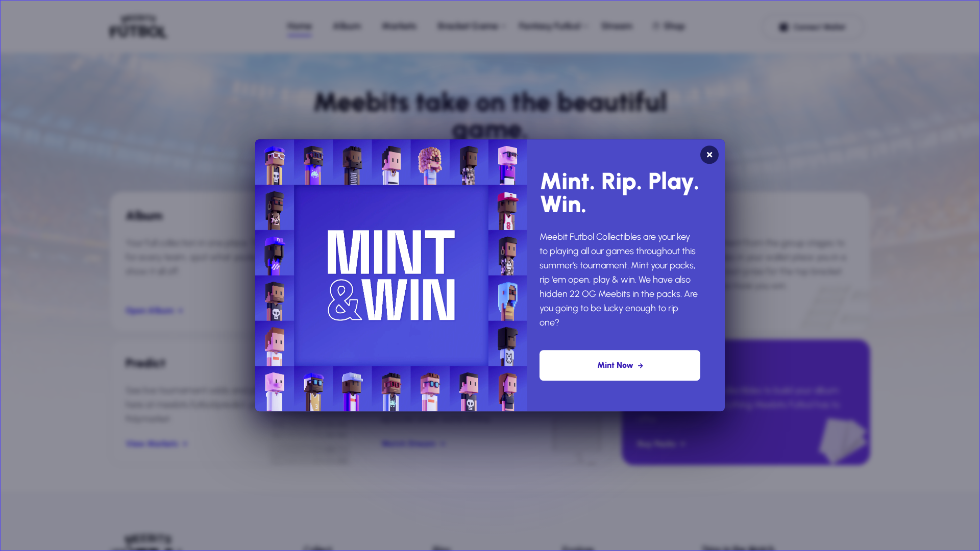 Screenshot of meebits.football