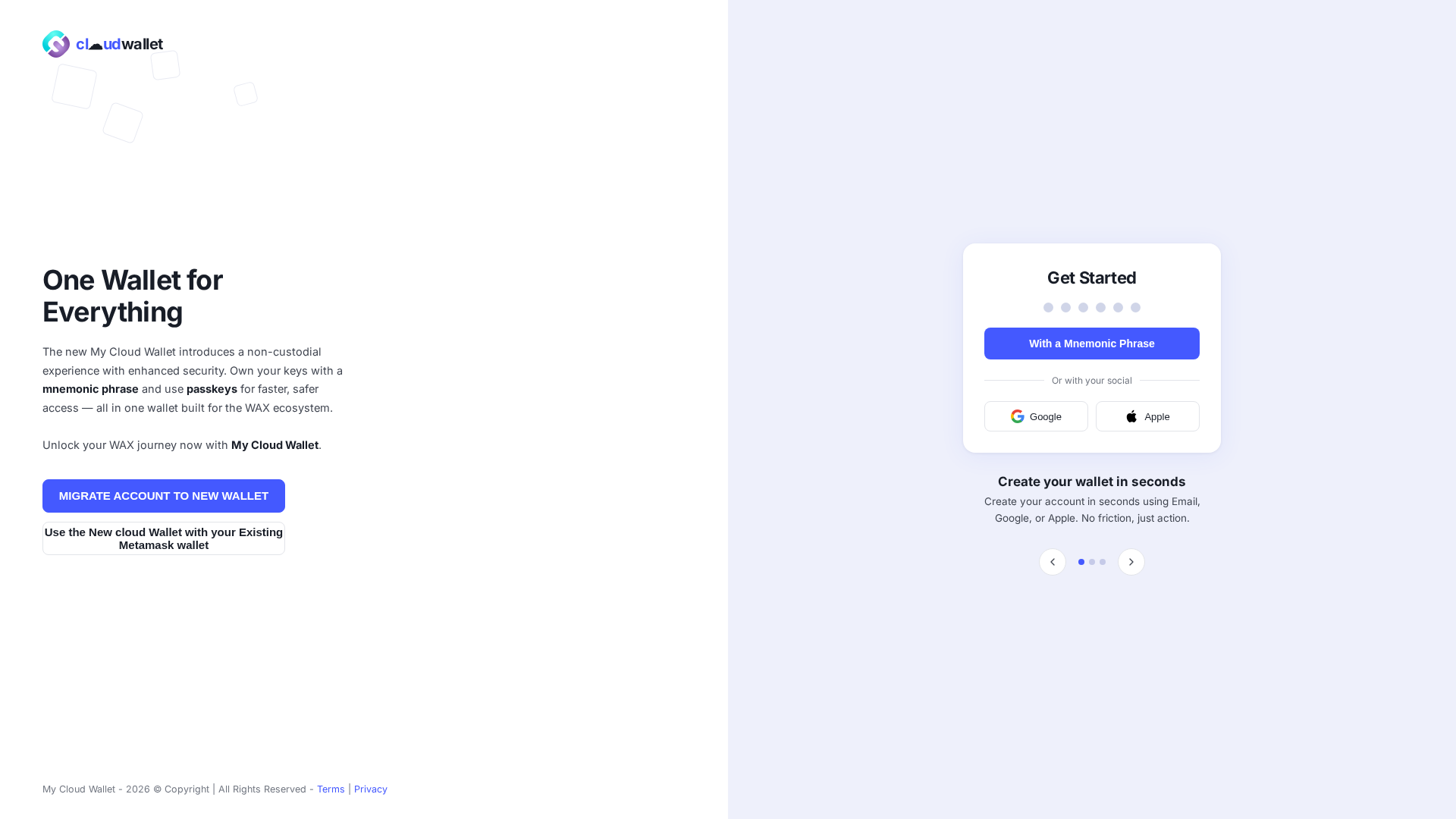 Screenshot of mycloudwallets.vercel.app