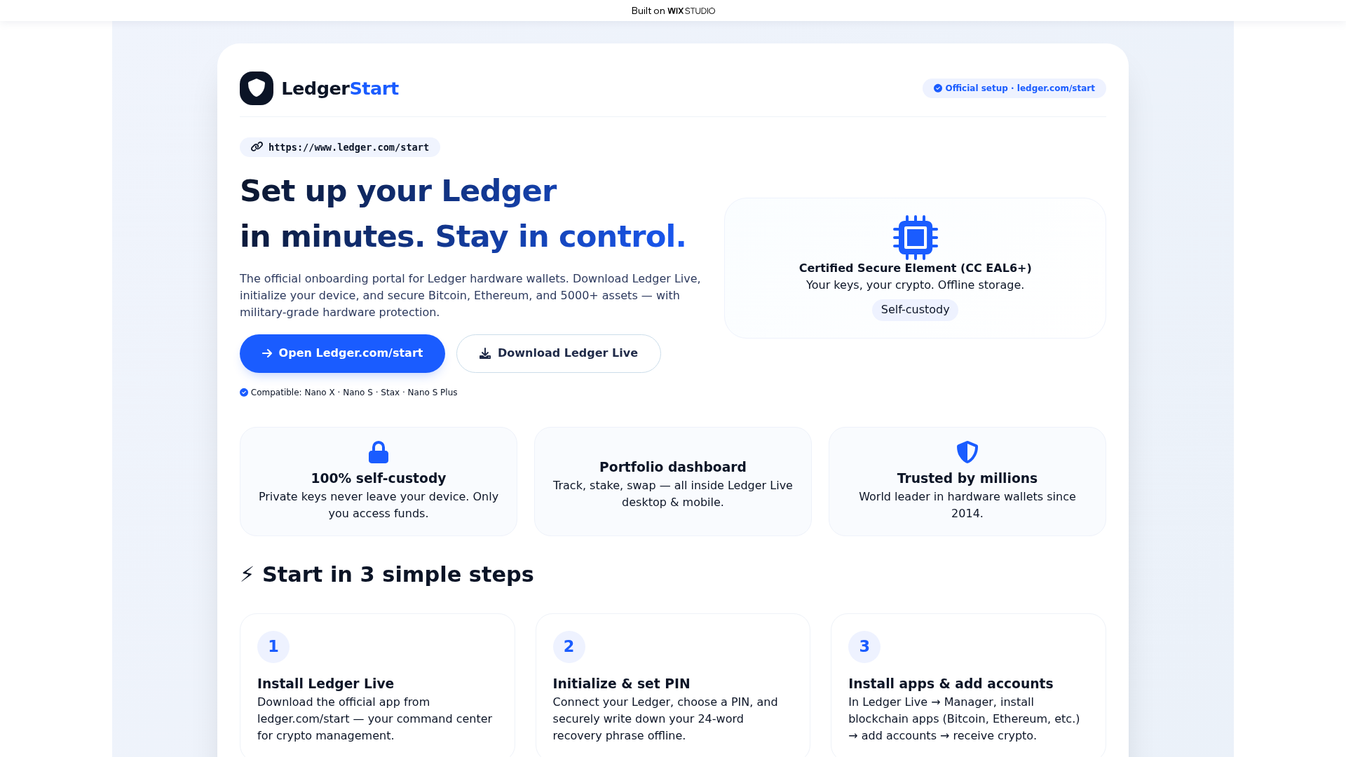 Screenshot of setup-livestart.wixstudio.com