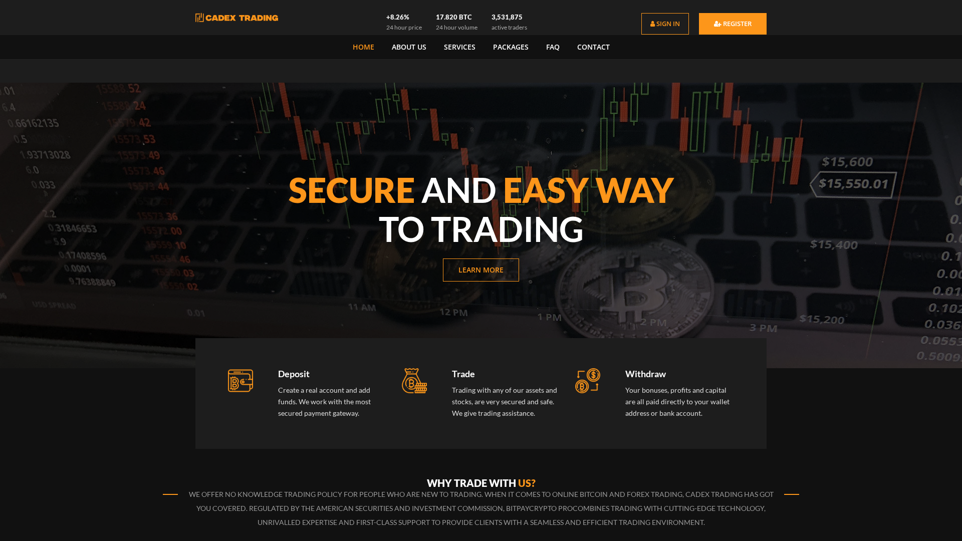 Screenshot of cadex-trading.com