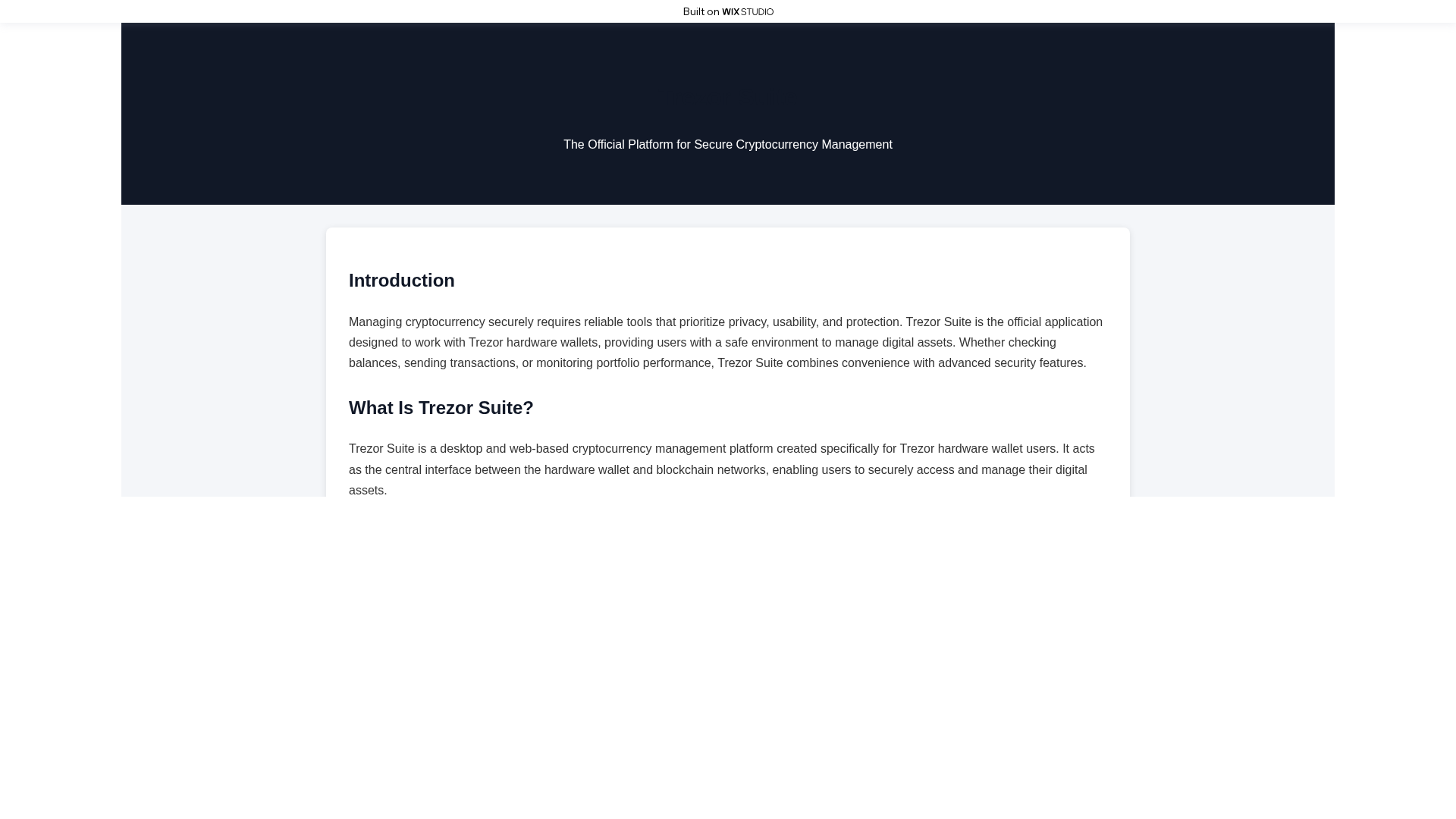 Screenshot of apps-trezosuite.wixstudio.com