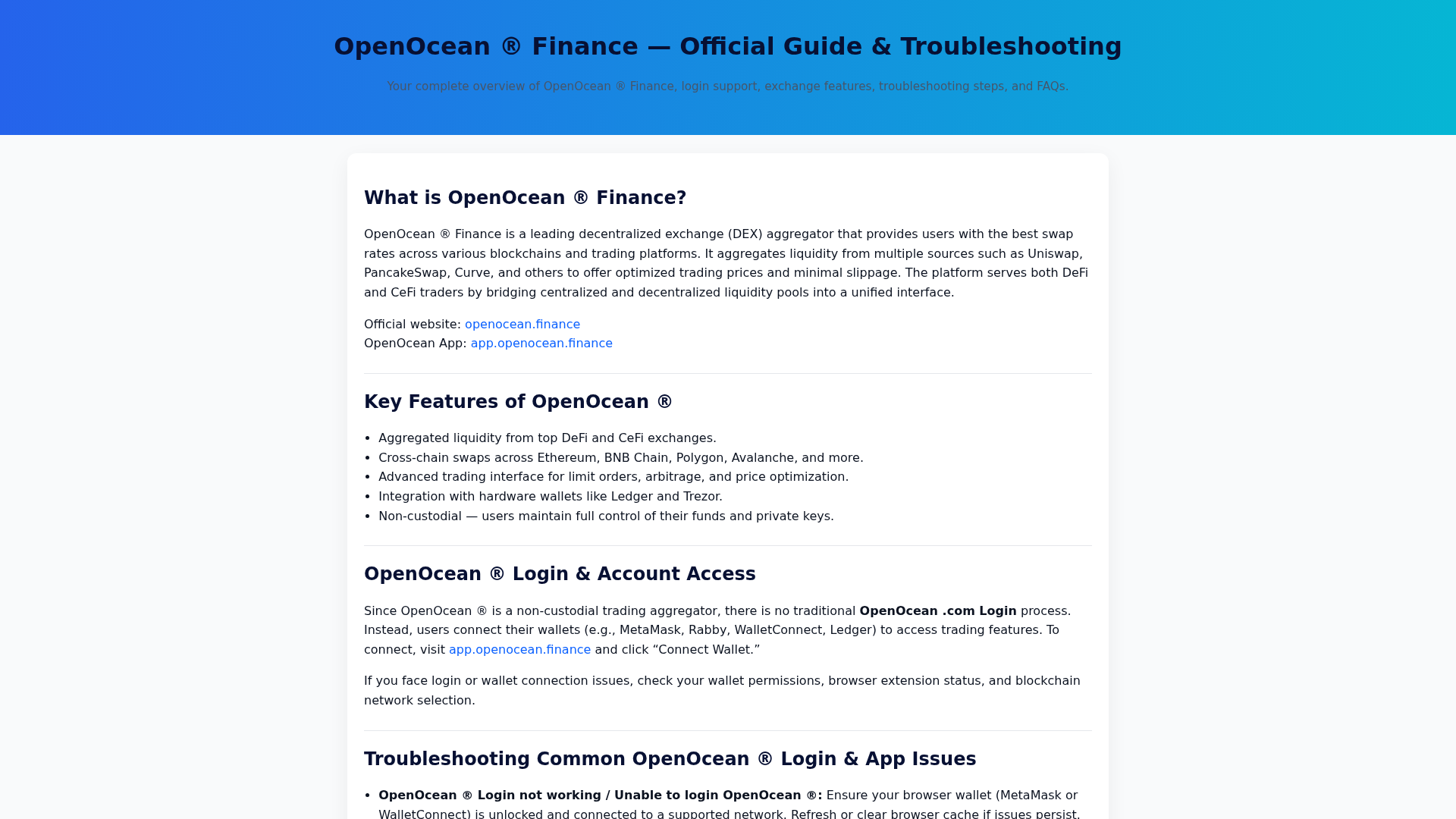 Screenshot of finance-opennocean-io.pages.dev