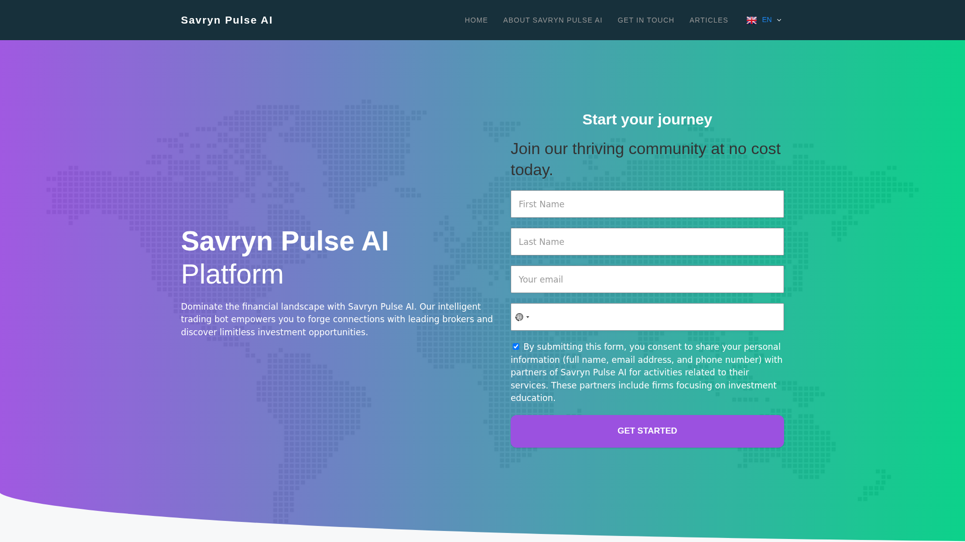 Screenshot of mysavrynpulseai.net