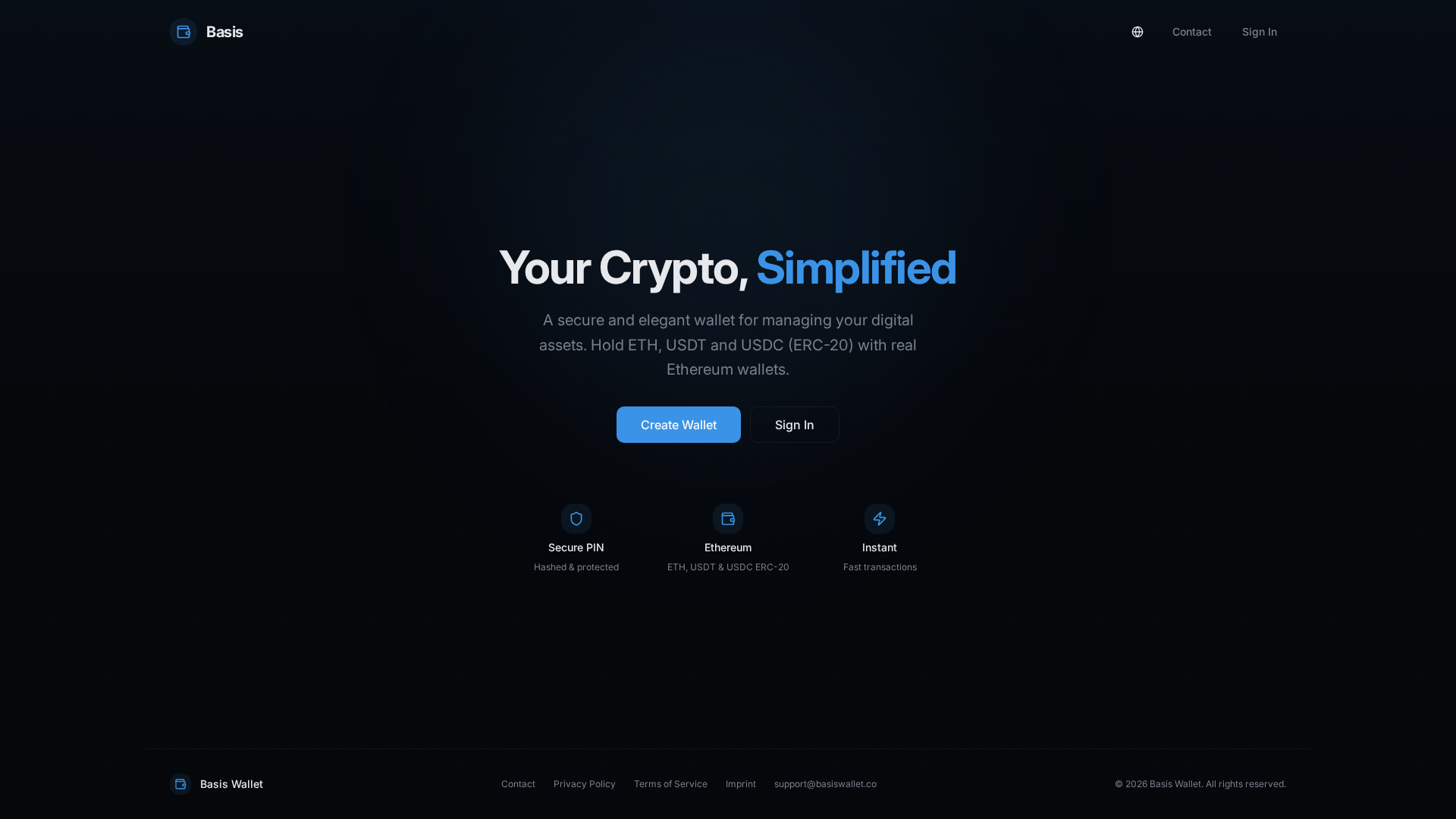Screenshot of basiswallet.org