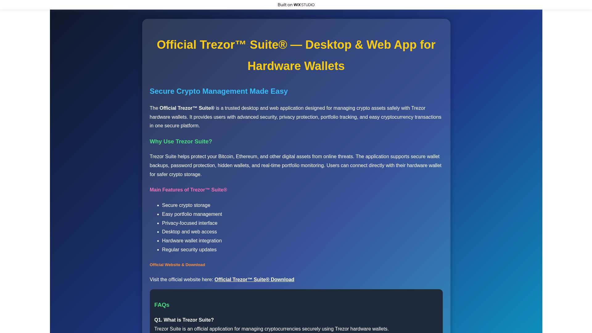 Screenshot of trezrsuithome.wixstudio.com