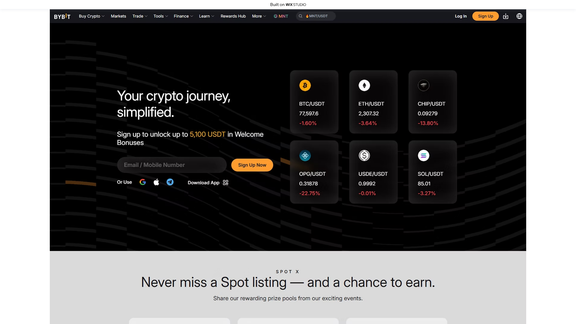 Screenshot of mybybitapps.wixstudio.com