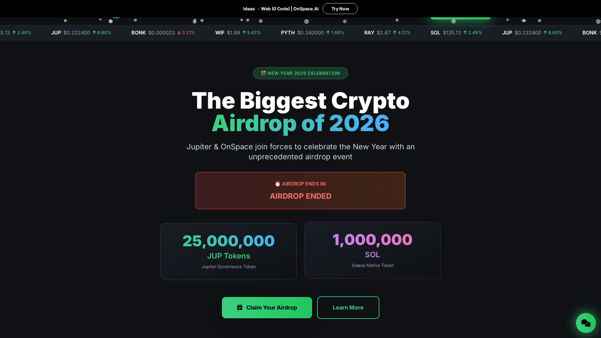 Screenshot of jup-airdrop.onspace.build