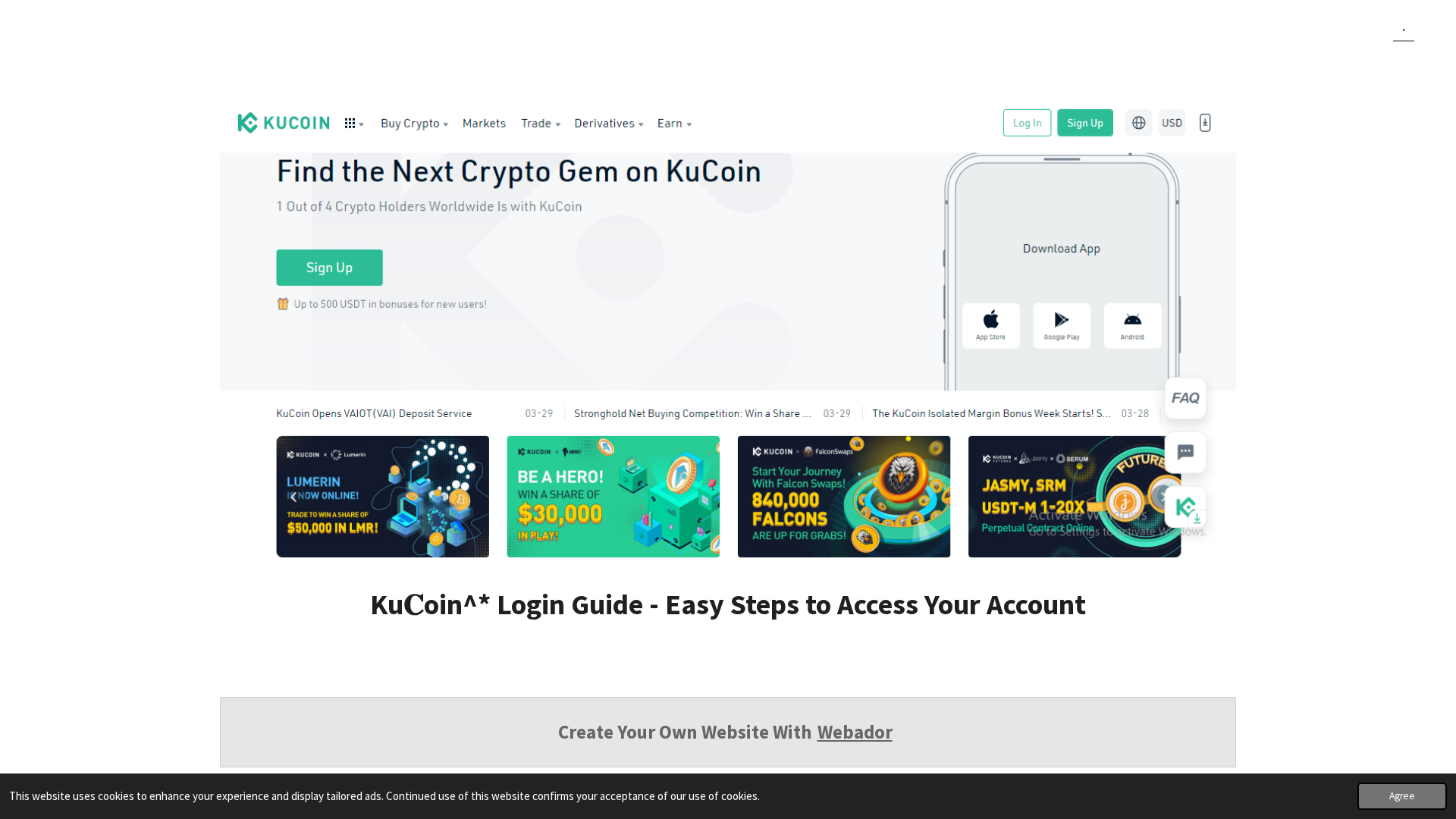 Screenshot of kuckointlogin.webador.com