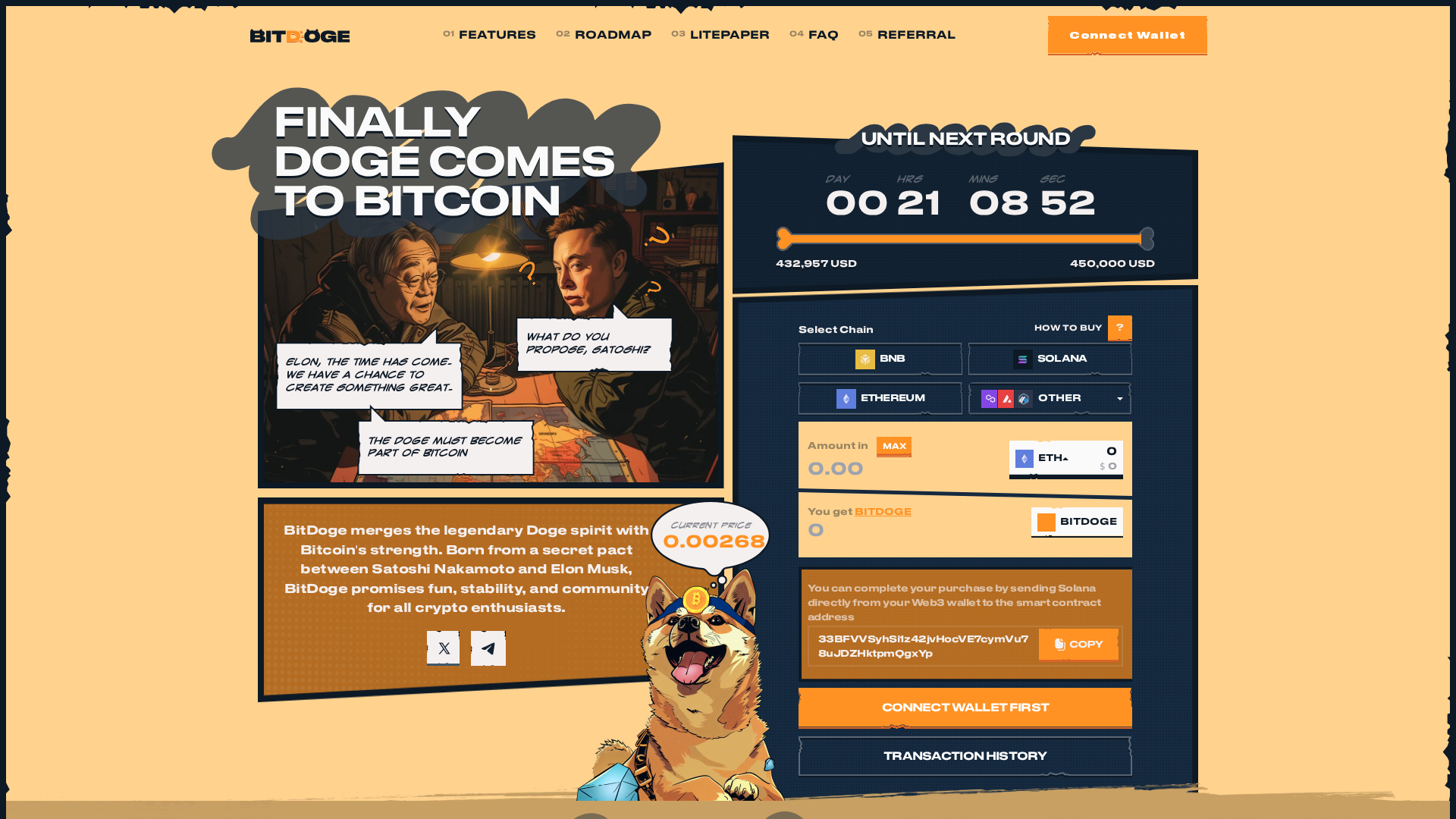Screenshot of bitdoge-sol.pages.dev