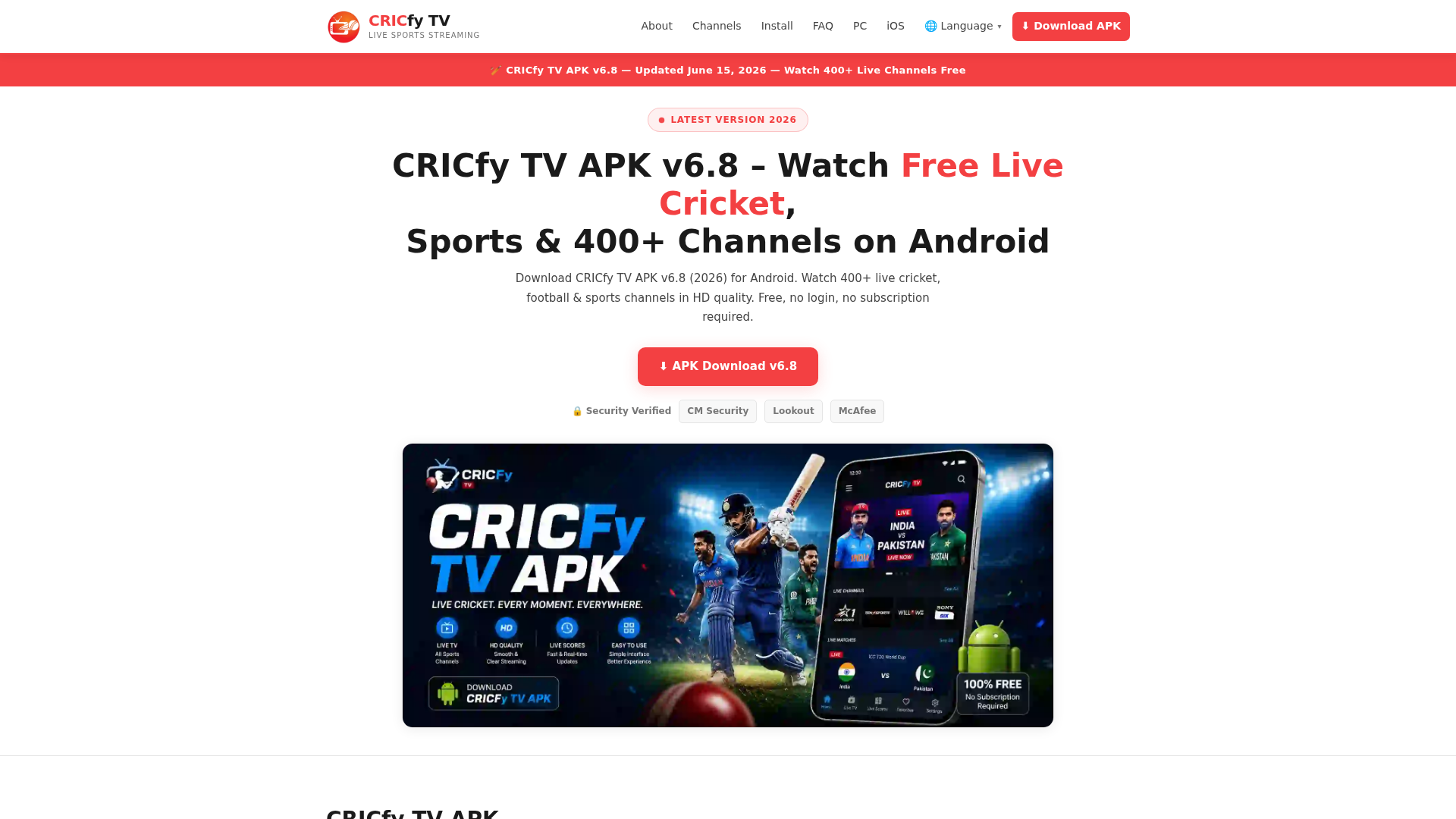 Screenshot of cricfy.co.uk