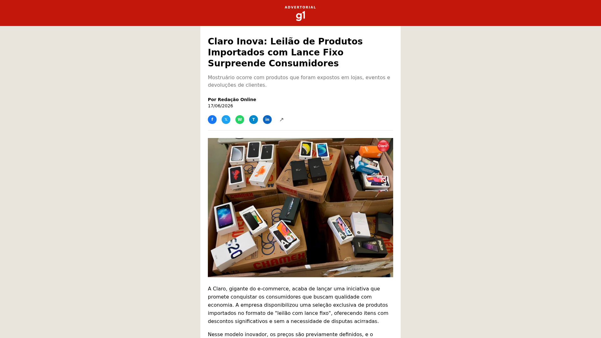 Screenshot of leilao.faturaclaro.com