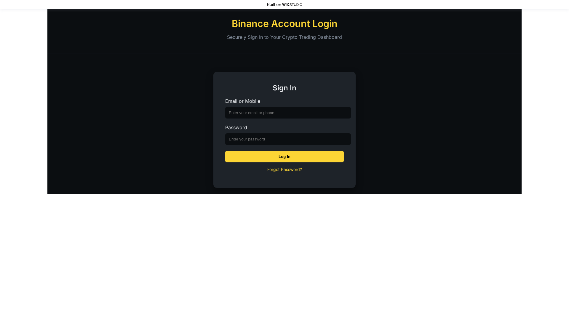 Screenshot of io-apps-binance.wixstudio.com