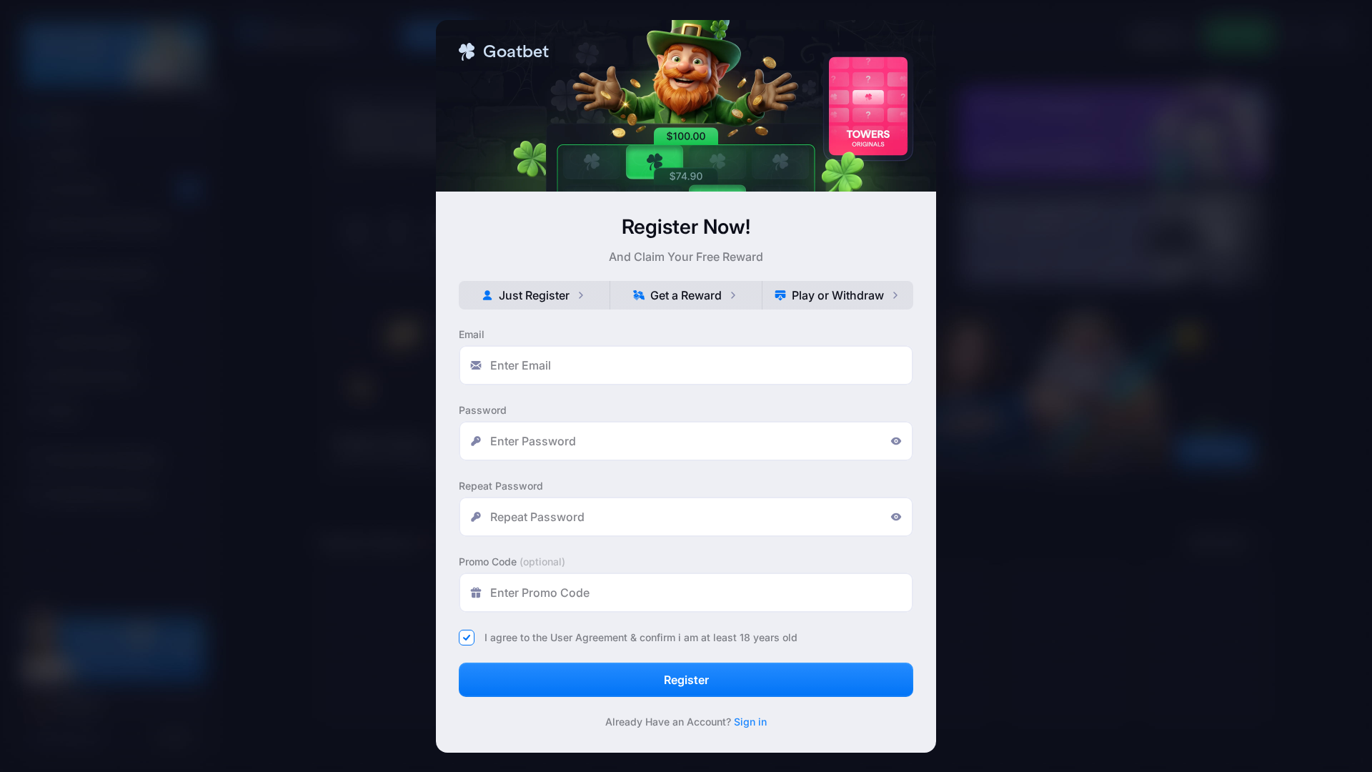 Screenshot of goatbet.cc