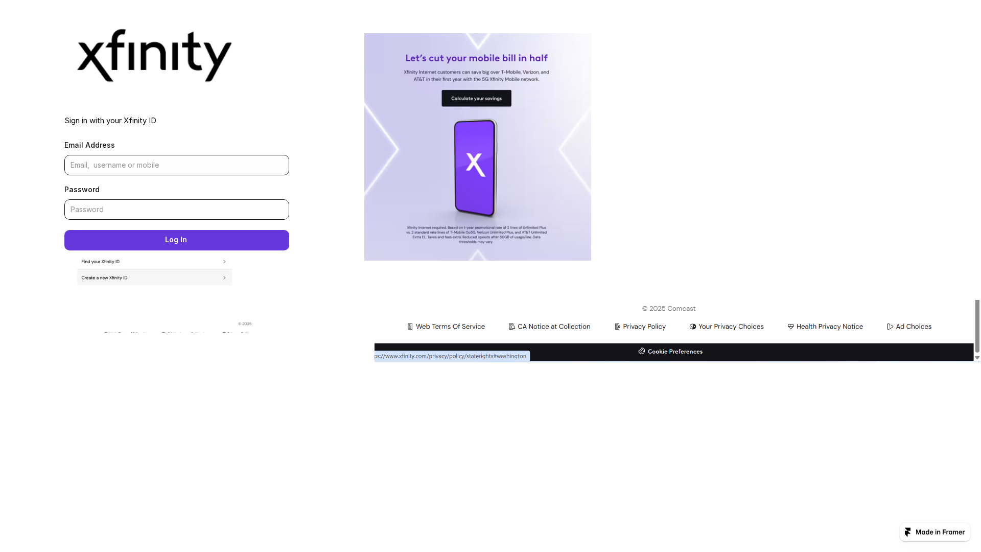 Screenshot of comcastupdate.framer.ai