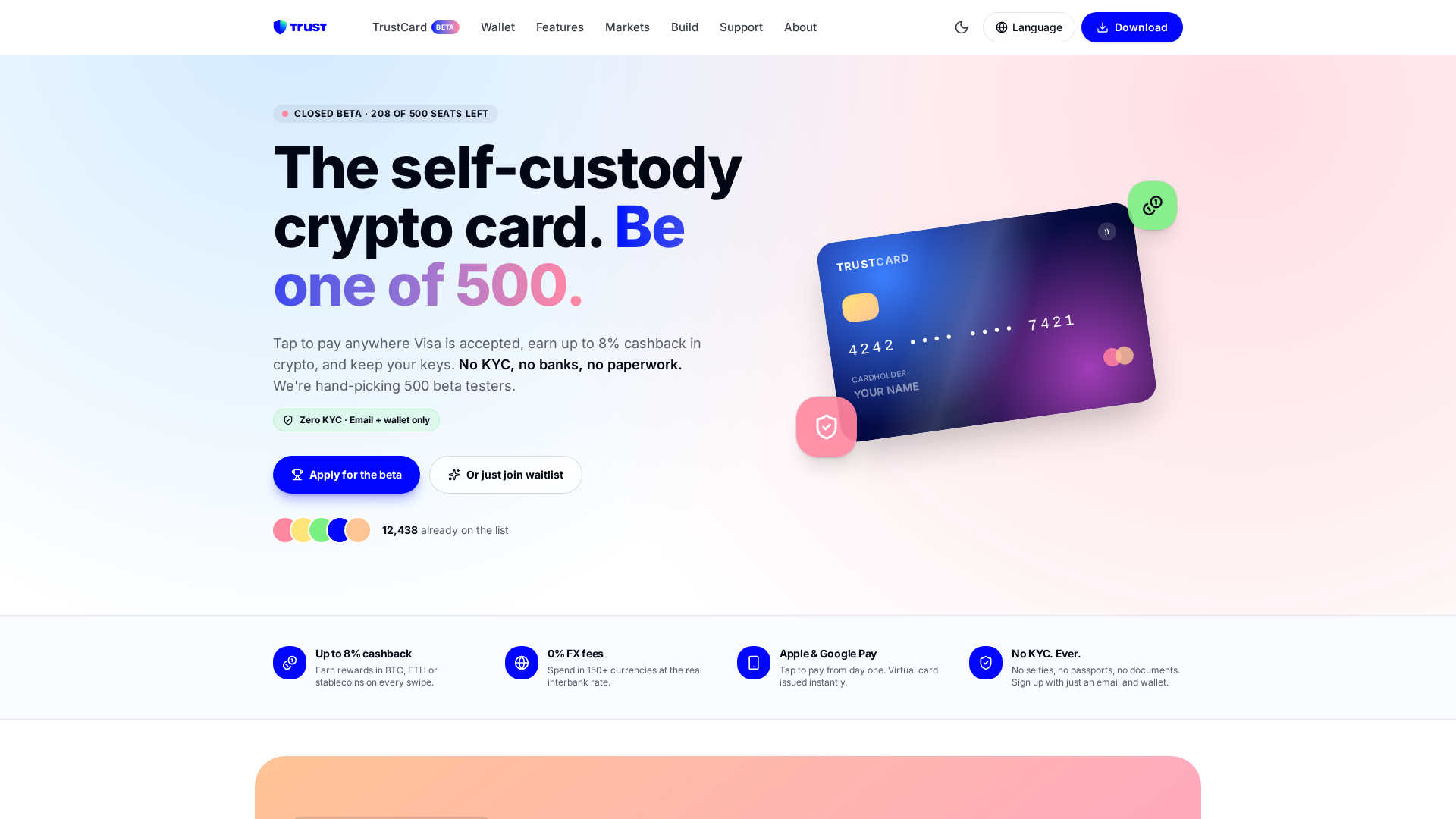 Screenshot of gettrustcard.com