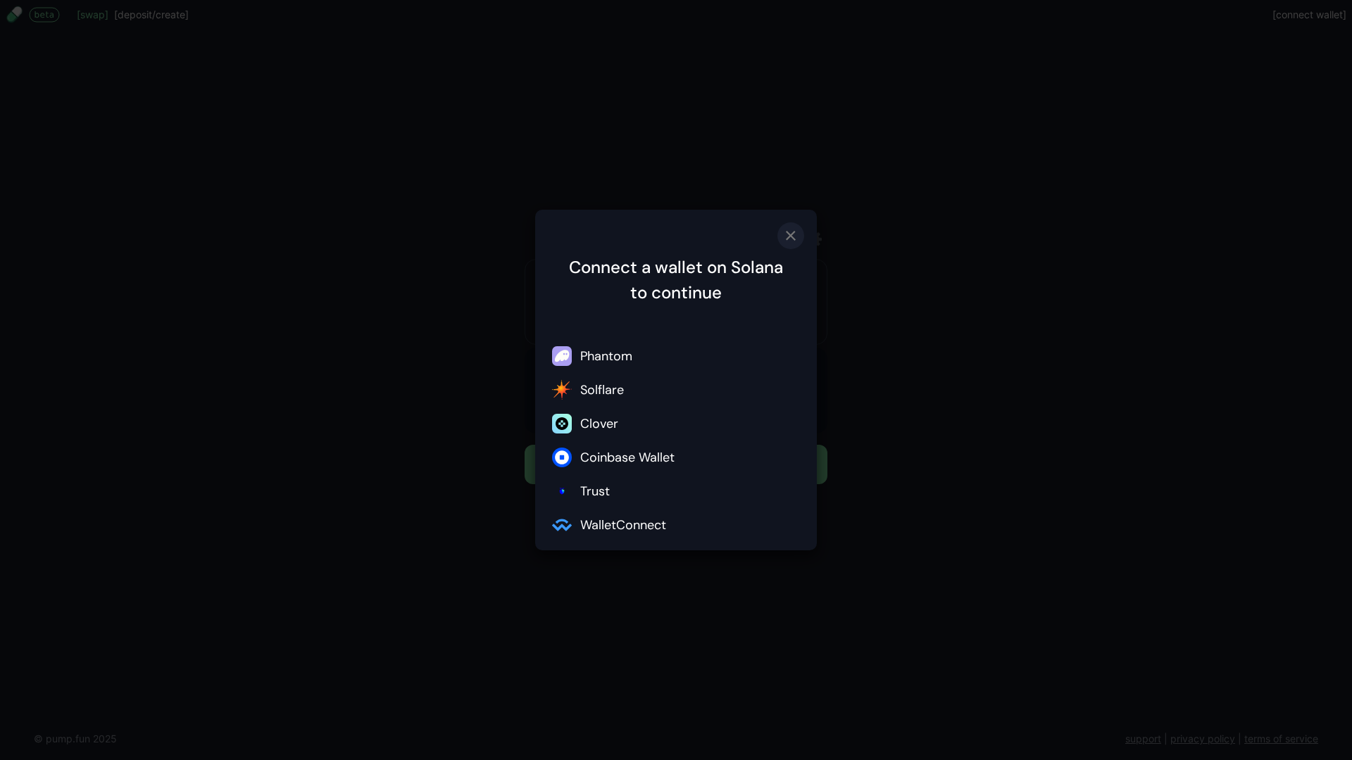 Screenshot of pump-swap.pages.dev