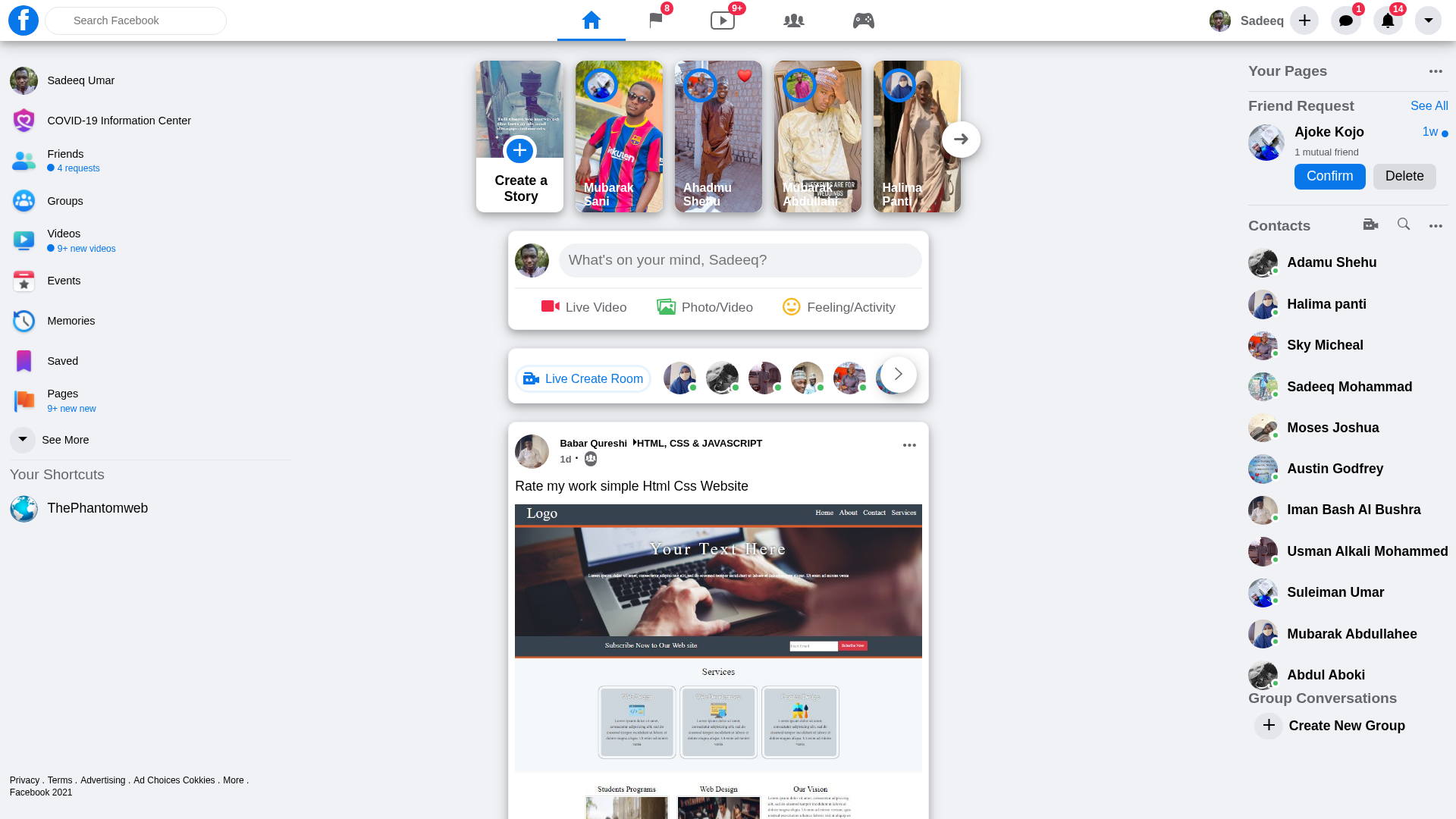 Screenshot of www.facebook-homepage-ui.vercel.app