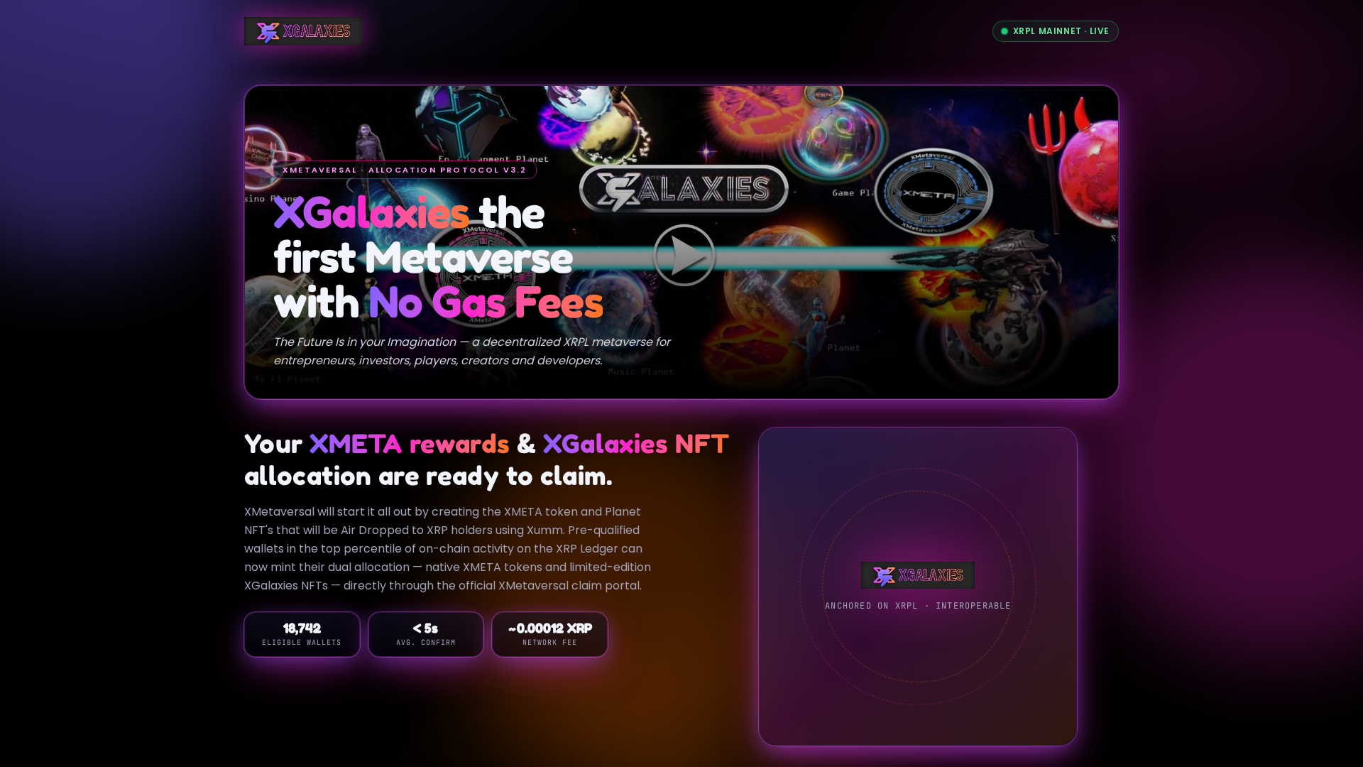 Screenshot of xgalaxymetaverse.com